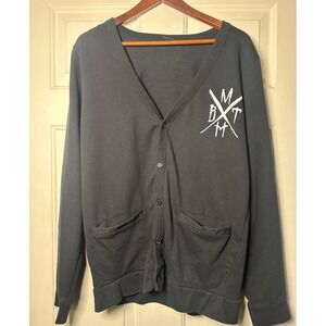 Black BMTM Graphic Cardigan Sweatshirt L Long Sleeve Pockets Metalcore Band